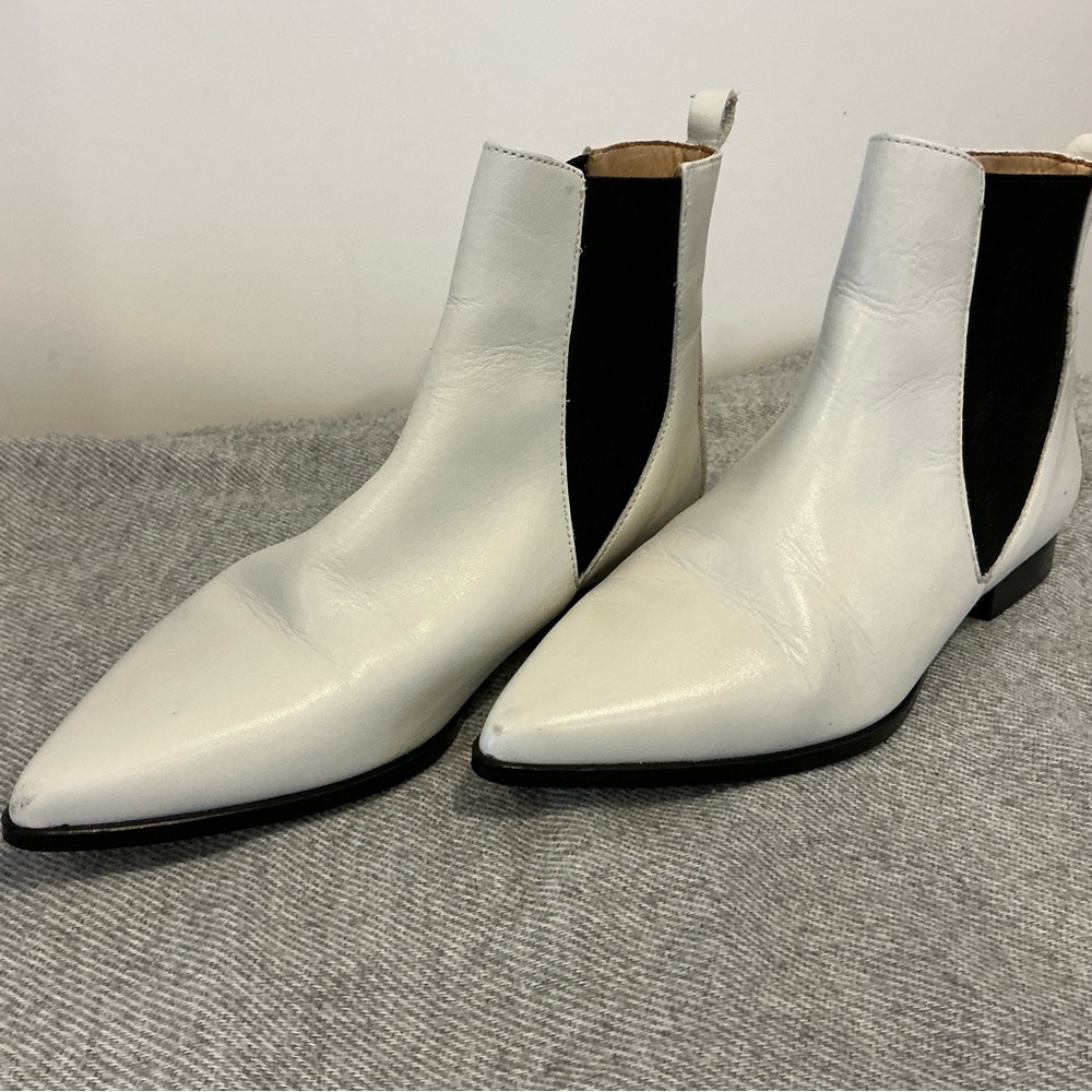 Zara White and Black Ankle Booties